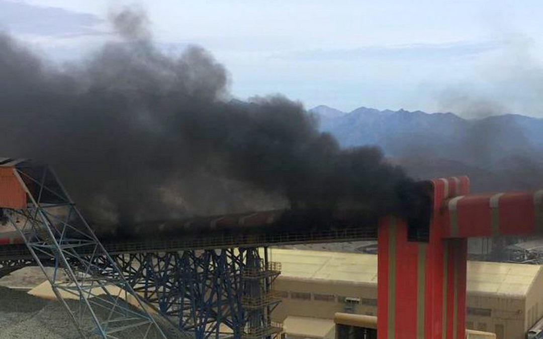 Incendio afectó correa transportadora de El Teniente