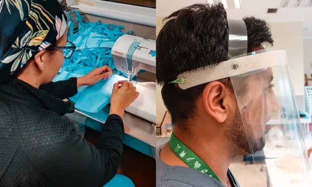 Funcionarios del Hospital Regional confeccionan mascarillas y escudos faciales