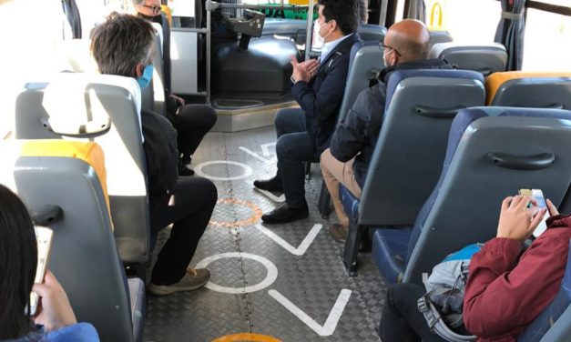 Comienza plan piloto de distancia física en buses de Rancagua