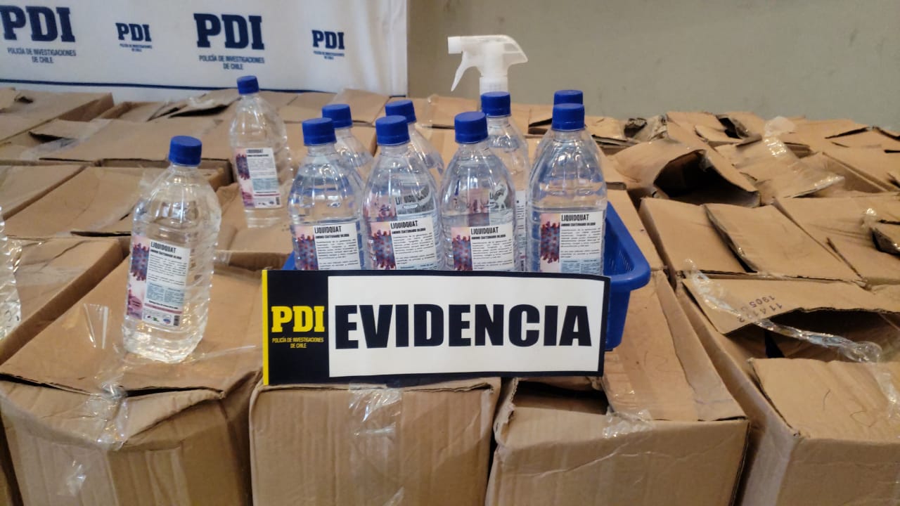 Incautan amonio cuaternario y alcohol gel al interior de una bodega en Rancagua