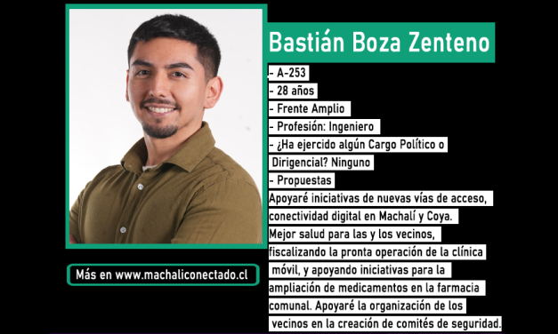 Conoce al Candidato a Concejal por Machali Bastián Boza