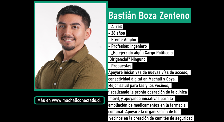 Conoce al Candidato a Concejal por Machali Bastián Boza