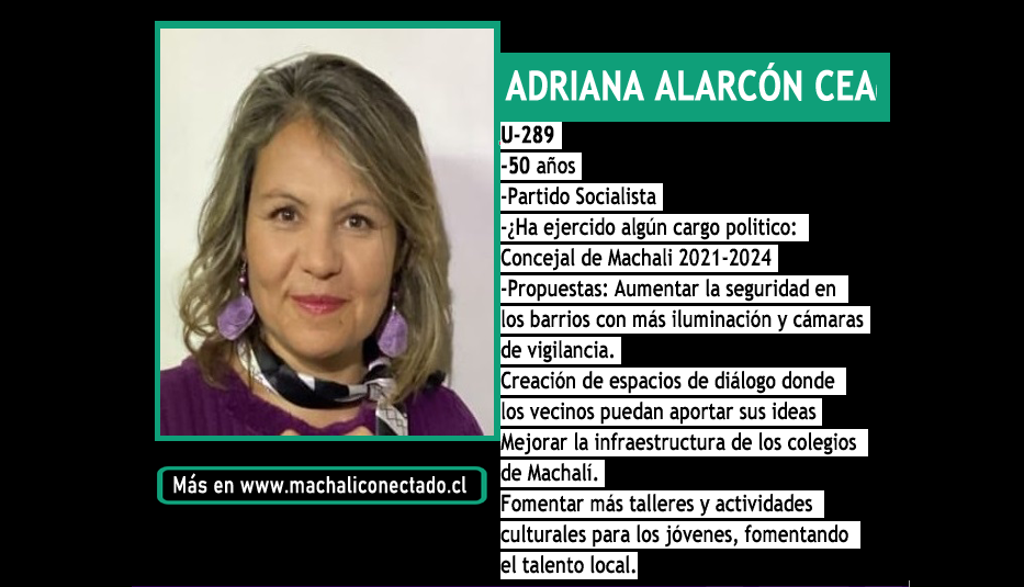 Conoce a la Candidata a Concejal por Machali Adriana Alarcón