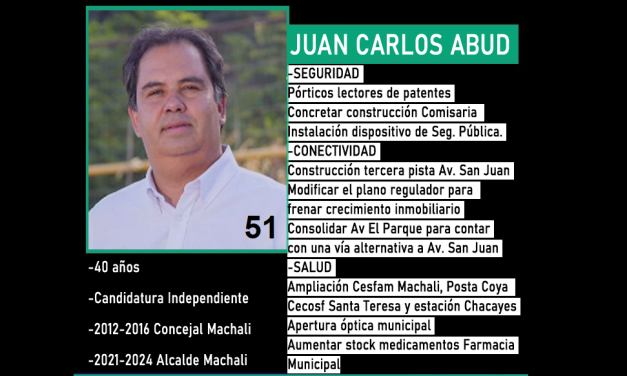 Conoce las propuestas del Candidato a Alcalde por Machali Juan Carlos Abud